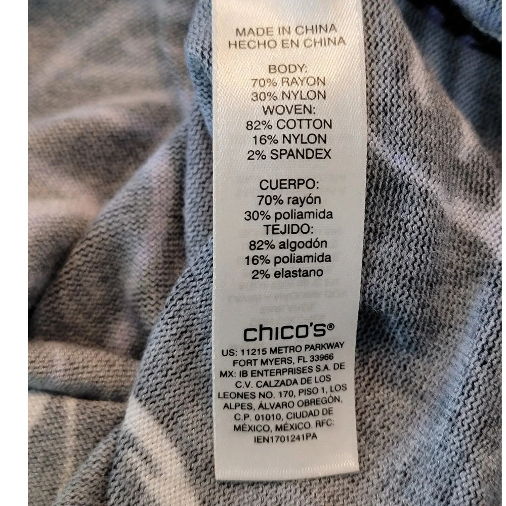 Chicos Floral Layered Look Sweater Black Purple White Mixed Media Shirt Hem 2 - Picture 5 of 8